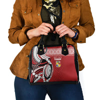 Mate Ma'a Tonga Rugby Kupesi Motifs Shoulder Handbag Red Waves LT7 - Polynesian Pride