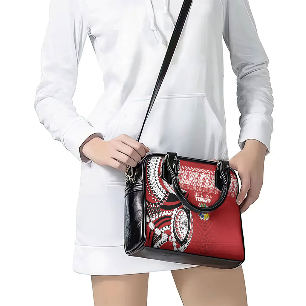 Mate Ma'a Tonga Rugby Kupesi Motifs Shoulder Handbag Red Waves LT7 - Polynesian Pride
