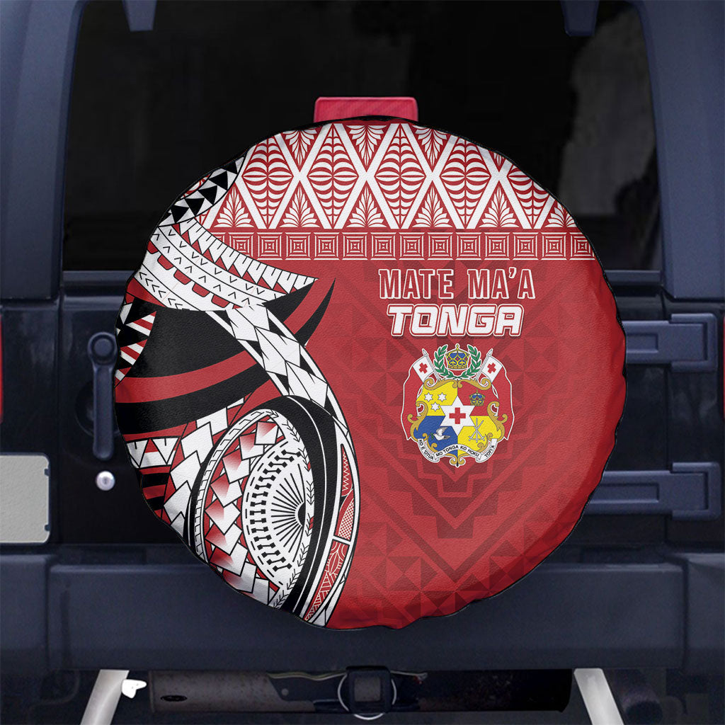 Mate Ma'a Tonga Rugby Kupesi Motifs Spare Tire Cover Red Waves