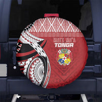 Mate Ma'a Tonga Rugby Kupesi Motifs Spare Tire Cover Red Waves LT7 No hole Red - Polynesian Pride