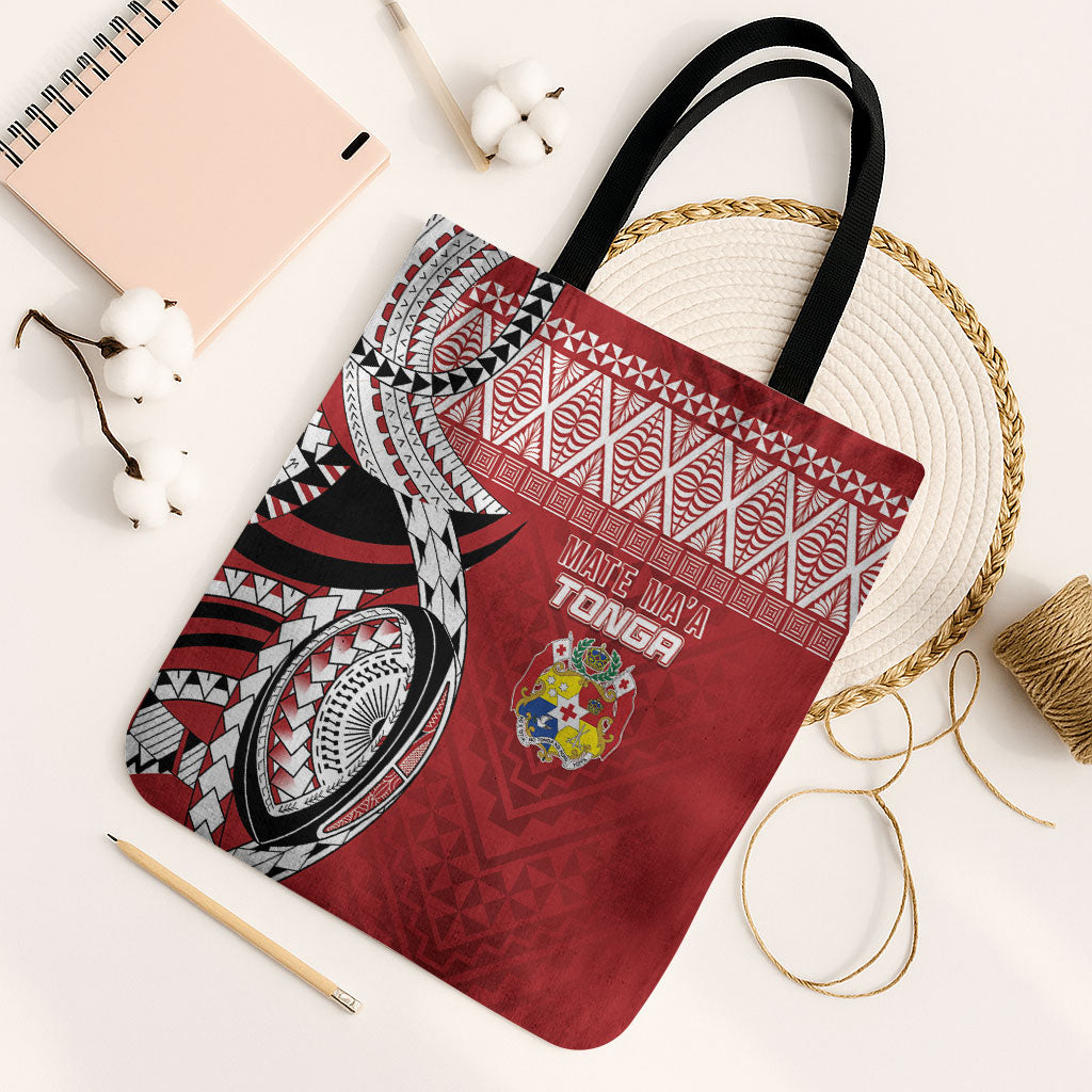 Mate Ma'a Tonga Rugby Kupesi Motifs Tote Bag Red Waves