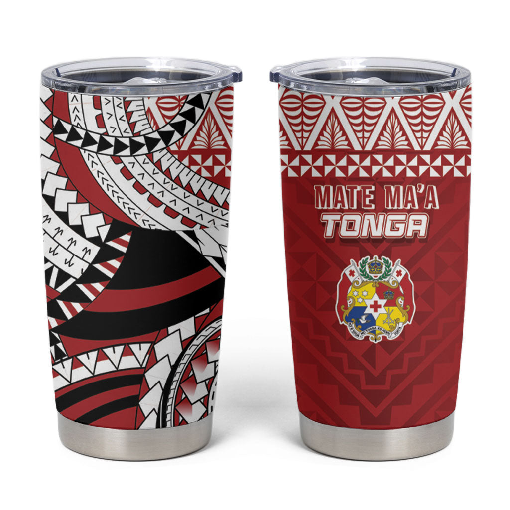 Mate Ma'a Tonga Rugby Kupesi Motifs Tumbler Cup Red Waves