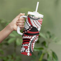 Mate Ma'a Tonga Rugby Kupesi Motifs Tumbler With Handle Red Waves LT7 - Polynesian Pride