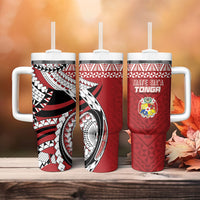 Mate Ma'a Tonga Rugby Kupesi Motifs Tumbler With Handle Red Waves LT7 - Polynesian Pride