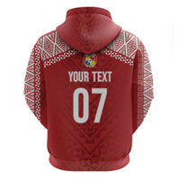 Mate Ma'a Tonga Rugby Custom Kupesi Motifs Zip Hoodie Red Waves LT7 - Polynesian Pride