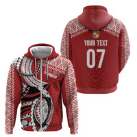 Mate Ma'a Tonga Rugby Custom Kupesi Motifs Zip Hoodie Red Waves LT7 - Polynesian Pride