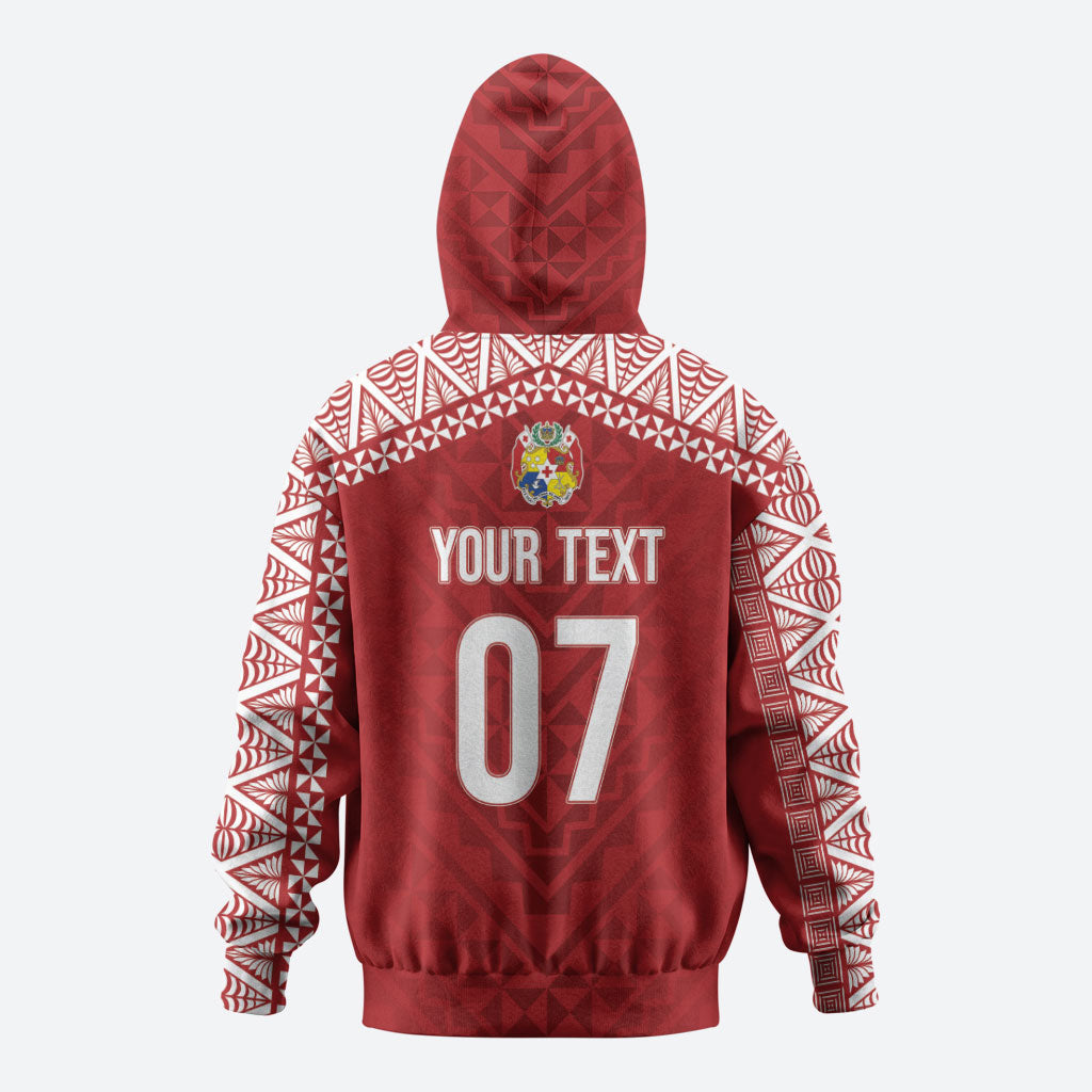 Mate Ma'a Tonga Rugby Custom Kupesi Motifs Zip Hoodie Red Waves LT7 - Polynesian Pride