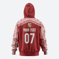 Mate Ma'a Tonga Rugby Custom Kupesi Motifs Zip Hoodie Red Waves LT7 - Polynesian Pride
