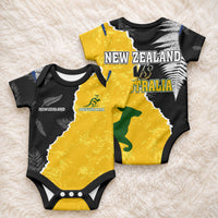 Australia New Zealand Mix Rugby Baby Onesie Wallabies Versus Silver Fern Sporty Basic