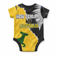 Australia New Zealand Mix Rugby Baby Onesie Wallabies Versus Silver Fern Sporty Basic