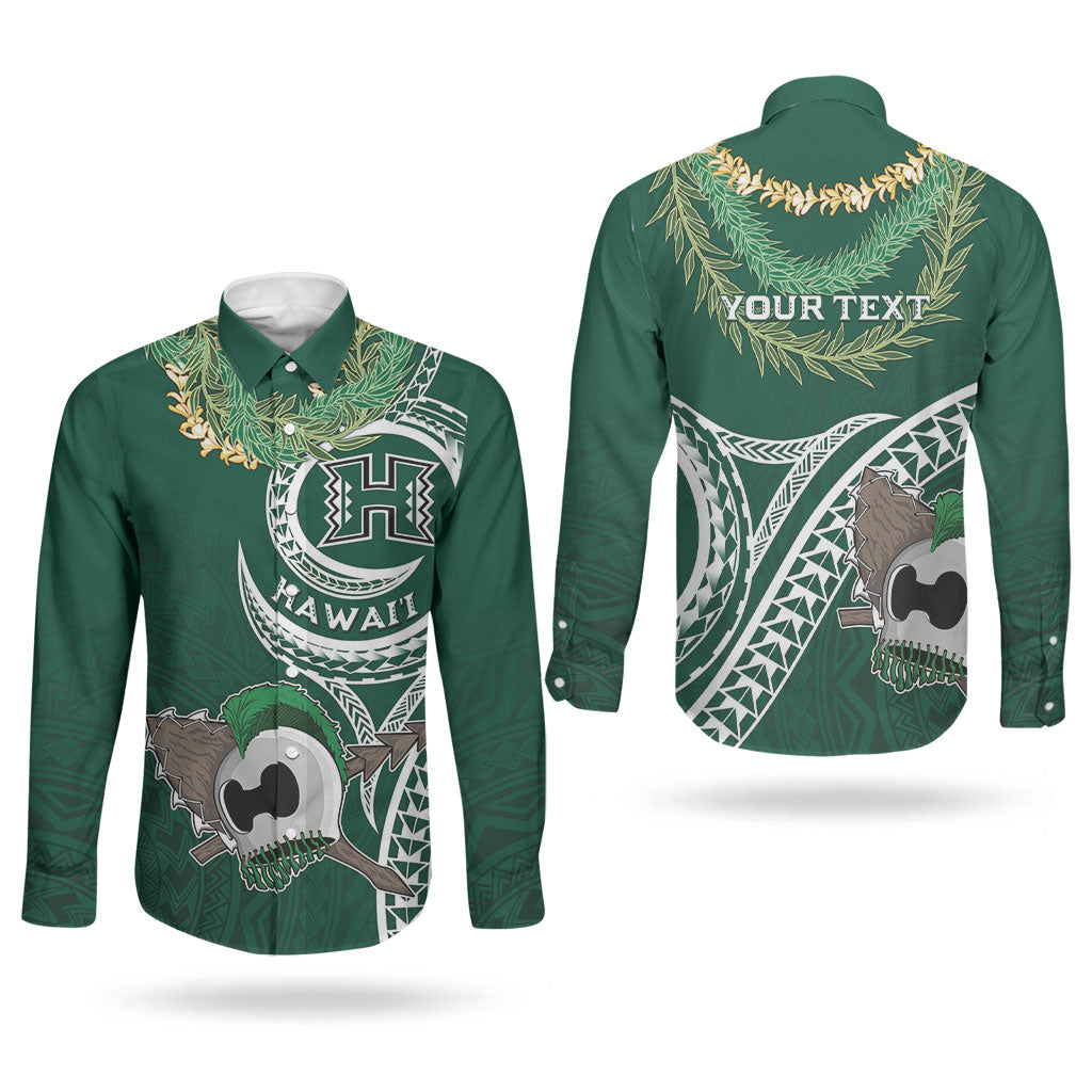 Hawaii Rainbow Warriors Alumni Personalized Couples Matching Long Sleeve Bodycon Dress and Long Sleeve Button Shirt Ti Maile Lei - Glory For The Warriors