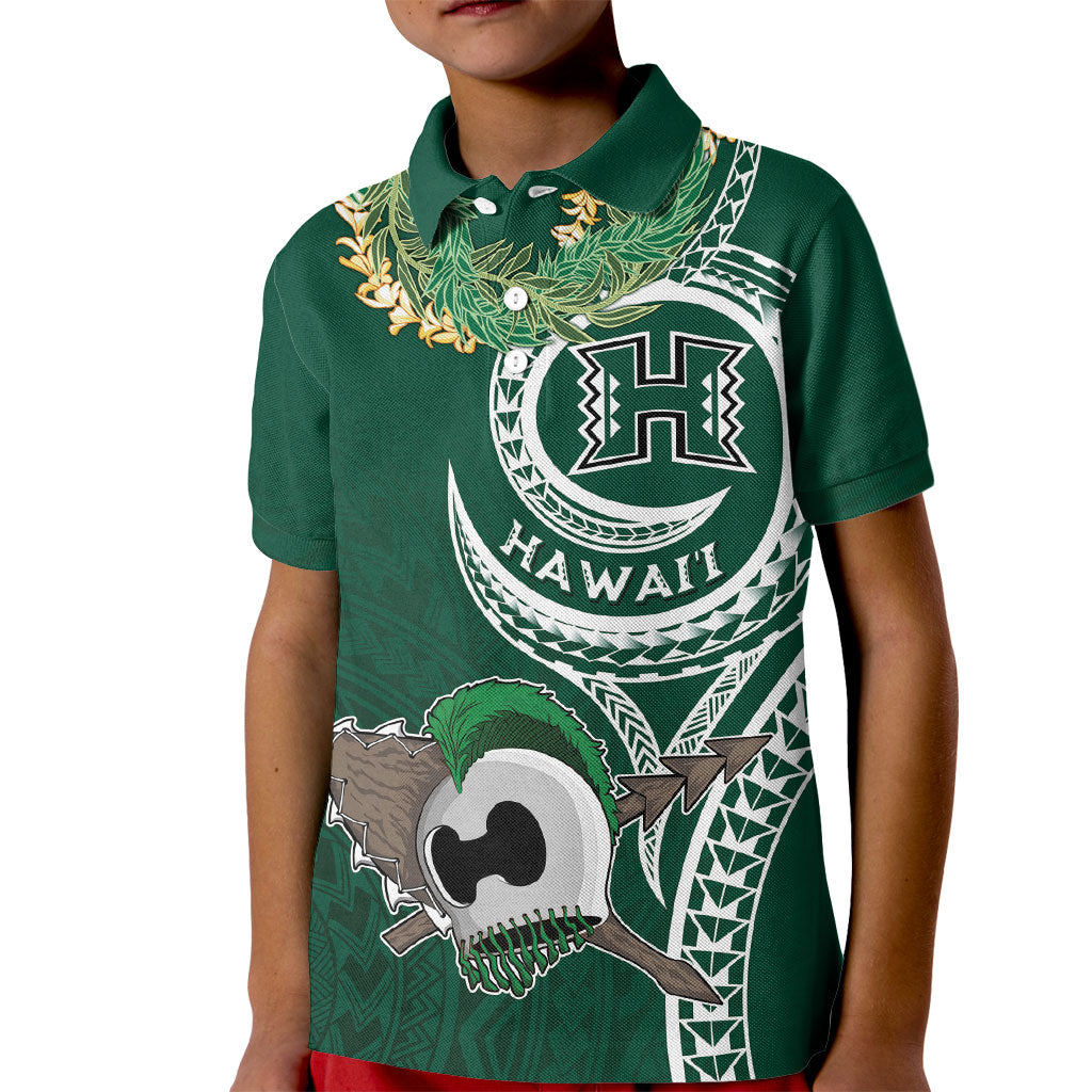 Hawaii Rainbow Warriors Alumni Personalized Kid Polo Shirt Ti Maile Lei - Glory For The Warriors