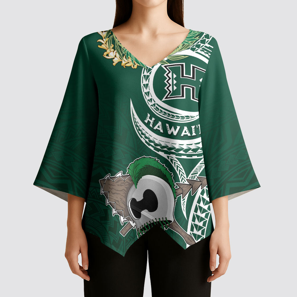 Hawaii Rainbow Warriors Alumni Personalized Kimono Sleeve Blouse Ti Maile Lei - Glory For The Warriors