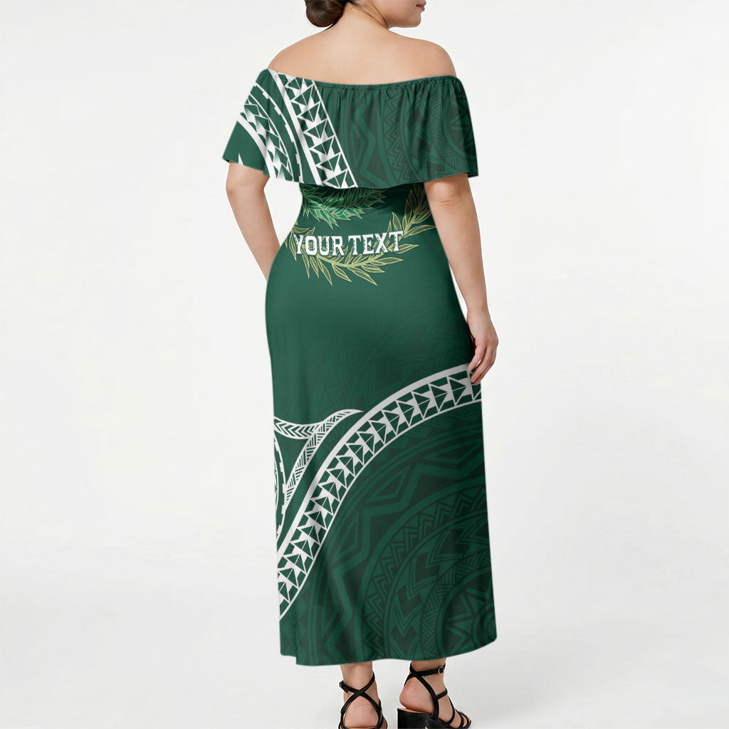 Hawaii Rainbow Warriors Alumni Personalized Off Shoulder Maxi Dress Ti Maile Lei - Glory For The Warriors