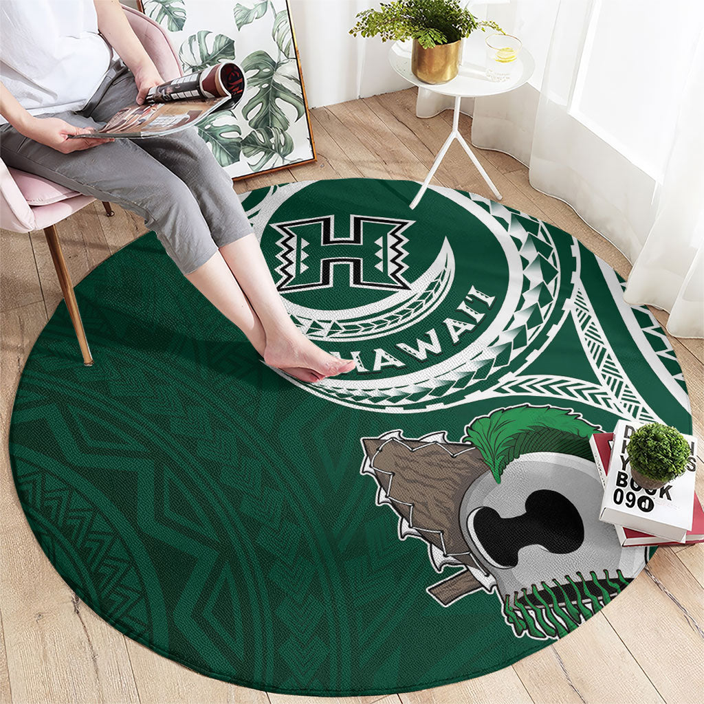 Hawaii Rainbow Warriors Alumni Round Carpet Ti Maile Lei - Glory For The Warriors