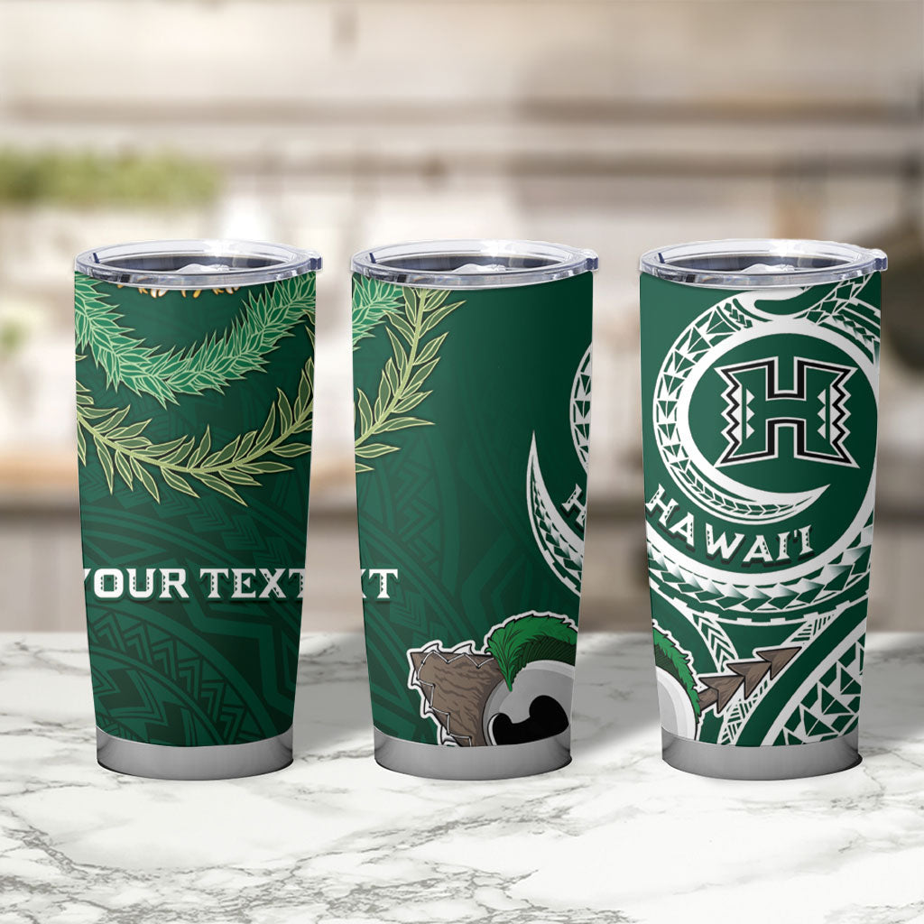 Hawaii Rainbow Warriors Alumni Personalized Tumbler Cup Ti Maile Lei - Glory For The Warriors