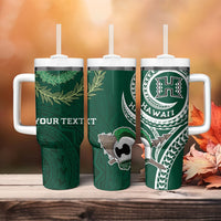 Hawaii Rainbow Warriors Alumni Personalized Tumbler With Handle Ti Maile Lei - Glory For The Warriors