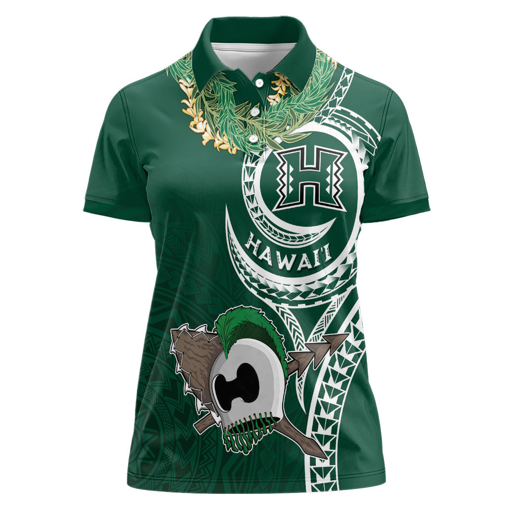 Hawaii Rainbow Warriors Alumni Personalized Women Polo Shirt Ti Maile Lei - Glory For The Warriors