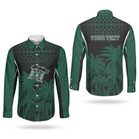 Hawaii Rainbow Warriors La'au Pama Personalized Couples Matching Off The Shoulder Long Sleeve Dress and Long Sleeve Button Shirt