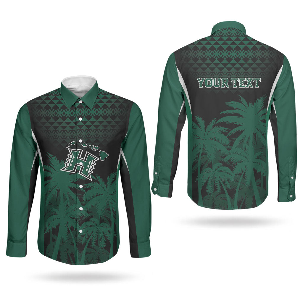 Hawaii Rainbow Warriors La'au Pama Personalized Couples Matching Puletasi and Long Sleeve Button Shirt