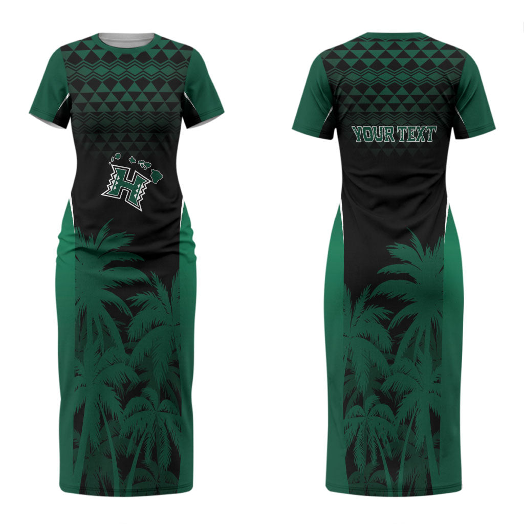 Hawaii Rainbow Warriors La'au Pama Personalized Couples Matching Short Sleeve Bodycon Dress and Hawaiian Shirt