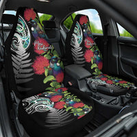 Meri Kirihimete New Zealand Car Seat Cover Tui on Pohutukawa LT7 One Size Black - Polynesian Pride