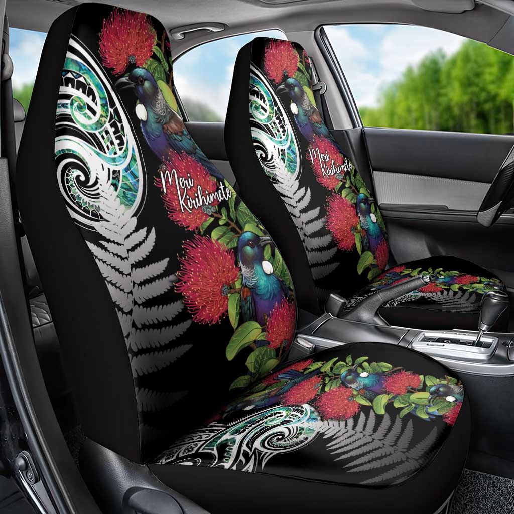Meri Kirihimete New Zealand Car Seat Cover Tui on Pohutukawa LT7 - Polynesian Pride