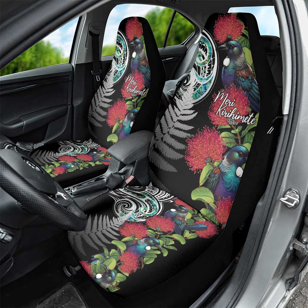 Meri Kirihimete New Zealand Car Seat Cover Tui on Pohutukawa LT7 - Polynesian Pride