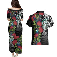 Meri Kirihimete New Zealand Couples Matching Puletasi and Hawaiian Shirt Tui on Pohutukawa LT7 - Polynesian Pride