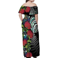 Meri Kirihimete New Zealand Family Matching Off Shoulder Maxi Dress and Hawaiian Shirt Tui on Pohutukawa LT7 - Polynesian Pride