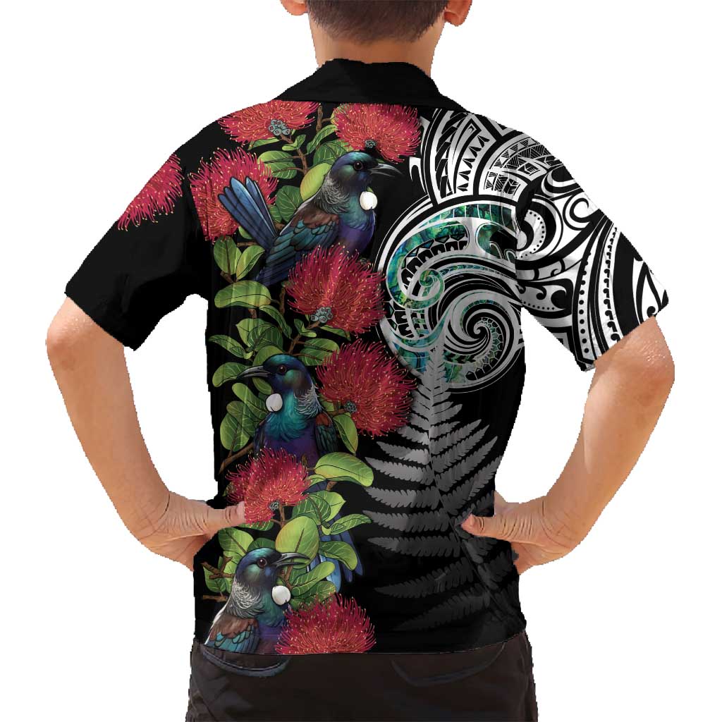 Meri Kirihimete New Zealand Family Matching Summer Maxi Dress and Hawaiian Shirt Tui on Pohutukawa LT7 - Polynesian Pride