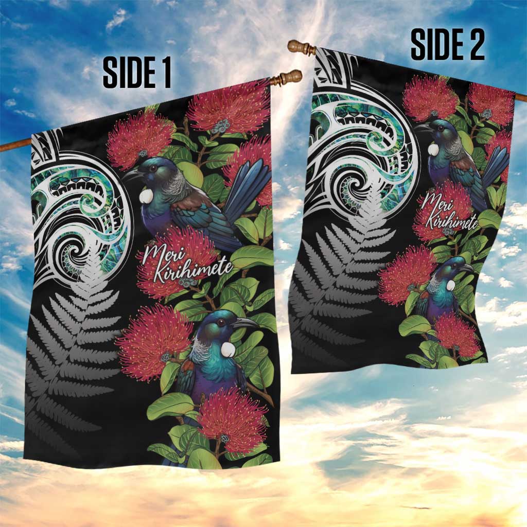 Meri Kirihimete New Zealand Garden Flag Tui on Pohutukawa LT7 - Polynesian Pride