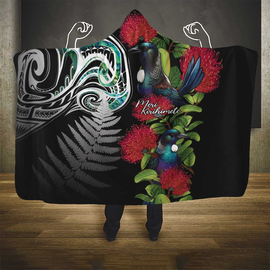 Meri Kirihimete New Zealand Hooded Blanket Tui on Pohutukawa LT7 - Polynesian Pride