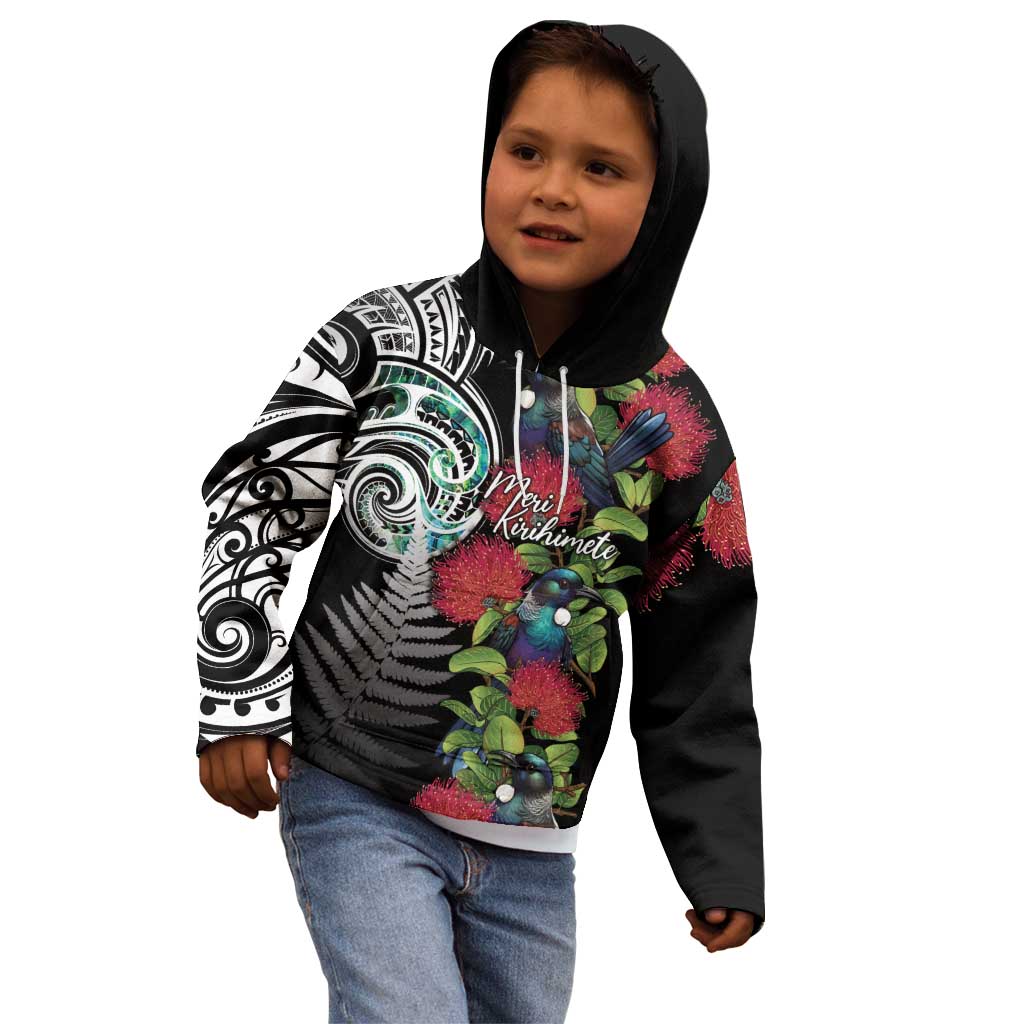 Meri Kirihimete New Zealand Kid Hoodie Tui on Pohutukawa LT7 - Polynesian Pride
