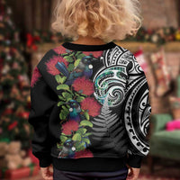 Meri Kirihimete New Zealand Kid Ugly Christmas Sweater Tui on Pohutukawa LT7 - Polynesian Pride