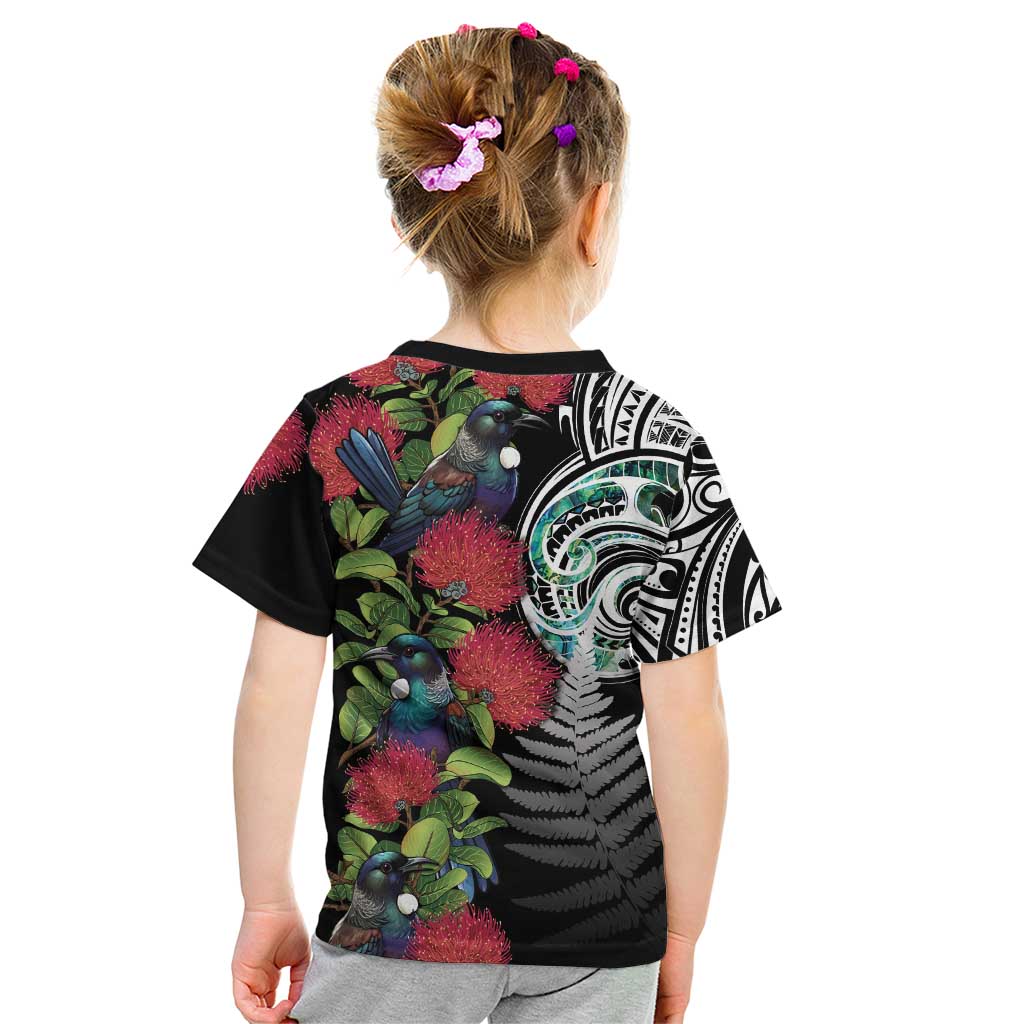 Meri Kirihimete New Zealand Kid T Shirt Tui on Pohutukawa LT7 - Polynesian Pride