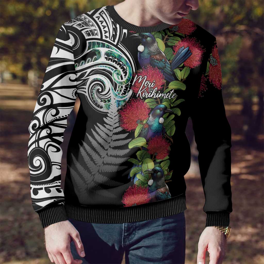 Meri Kirihimete New Zealand Ugly Christmas Sweater Tui on Pohutukawa LT7 - Polynesian Pride