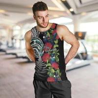 Meri Kirihimete New Zealand Men Tank Top Tui on Pohutukawa LT7 Black - Polynesian Pride
