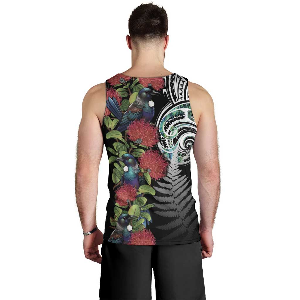 Meri Kirihimete New Zealand Men Tank Top Tui on Pohutukawa LT7 - Polynesian Pride
