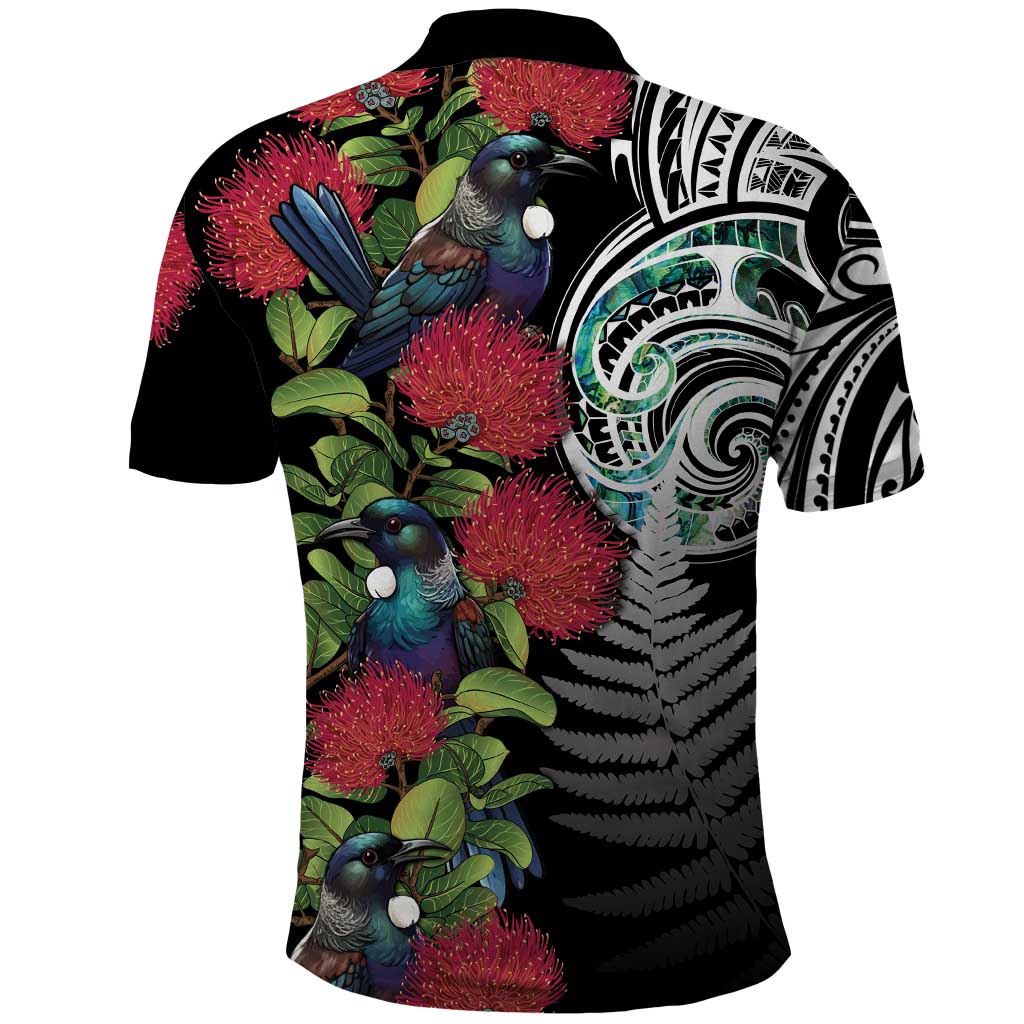Meri Kirihimete New Zealand Polo Shirt Tui on Pohutukawa LT7 - Polynesian Pride