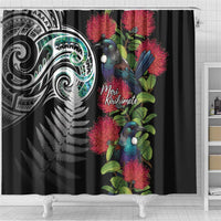 Meri Kirihimete New Zealand Shower Curtain Tui on Pohutukawa LT7 - Polynesian Pride