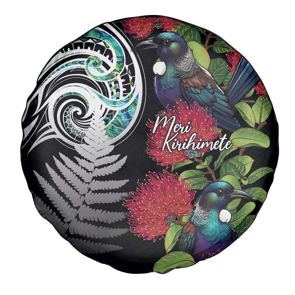 Meri Kirihimete New Zealand Spare Tire Cover Tui on Pohutukawa LT7 - Polynesian Pride