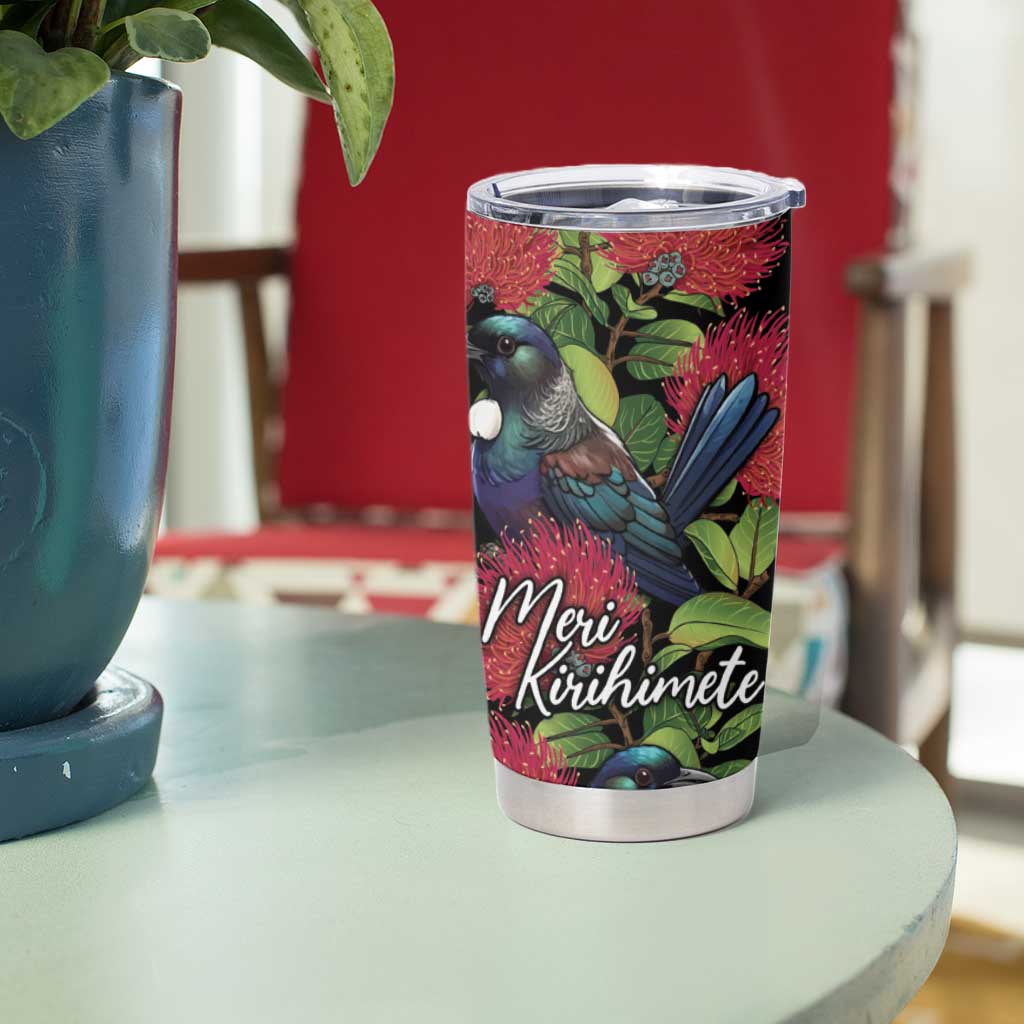 Meri Kirihimete New Zealand Tumbler Cup Tui on Pohutukawa LT7 - Polynesian Pride