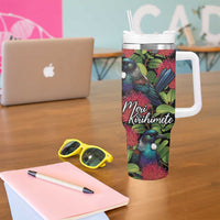 Meri Kirihimete New Zealand Tumbler With Handle Tui on Pohutukawa LT7 - Polynesian Pride