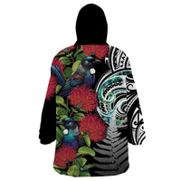 Meri Kirihimete New Zealand Wearable Blanket Hoodie Tui on Pohutukawa LT7 - Polynesian Pride