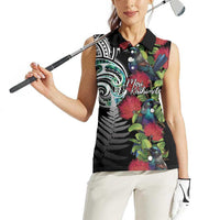 Meri Kirihimete New Zealand Women Sleeveless Polo Shirt Tui on Pohutukawa LT7 - Polynesian Pride