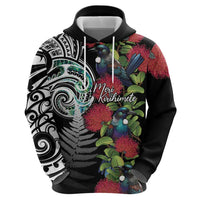 Meri Kirihimete New Zealand Zip Hoodie Tui on Pohutukawa LT7 - Polynesian Pride