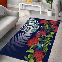 Meri Kirihimete New Zealand Area Rug Tui on Pohutukawa - Blue Ver LT7 - Polynesian Pride