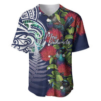 Meri Kirihimete New Zealand Baseball Jersey Tui on Pohutukawa - Blue Ver LT7 Blue - Polynesian Pride