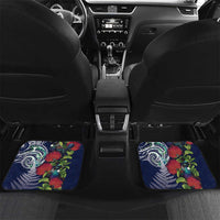 Meri Kirihimete New Zealand Car Mats Tui on Pohutukawa - Blue Ver LT7 Set 2pcs - Back Blue - Polynesian Pride